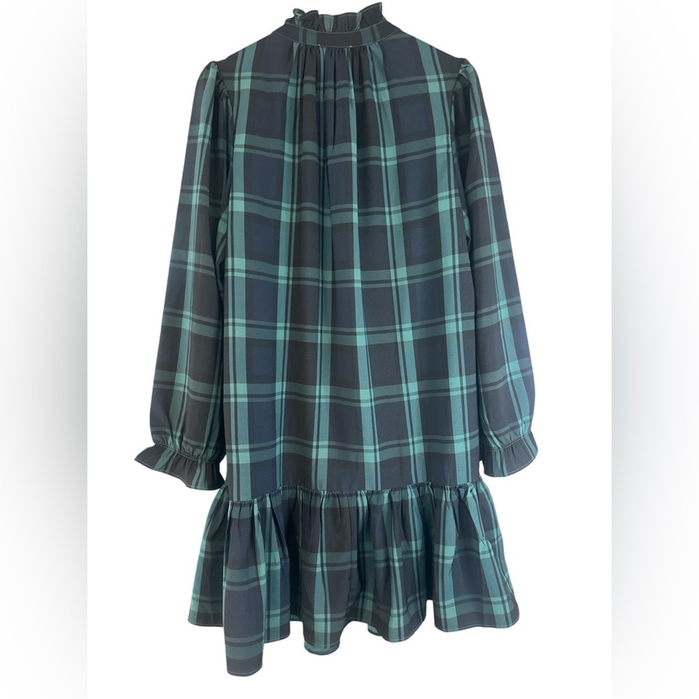 NWT J. Crew Ruffle Puff Sleeve Black Watch Tartan Plaid Dress - Picture 9 of 14